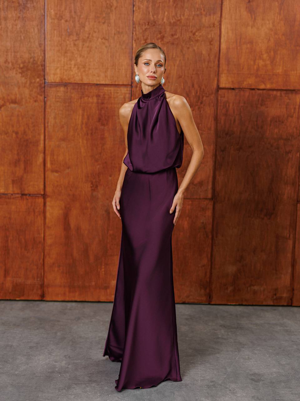 Amélie Royal Satin Maxi Dress