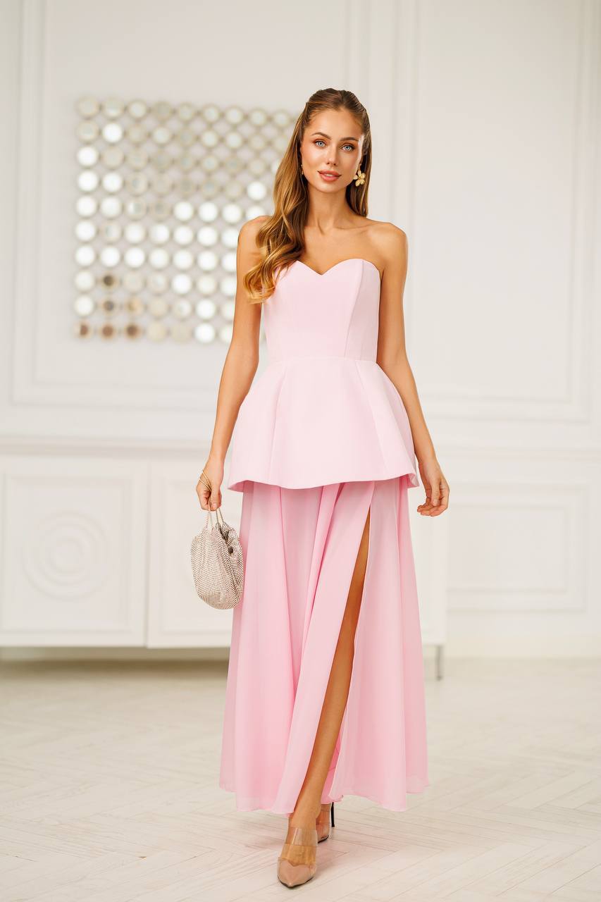 Peplum Chiffon Maxi Dress Set