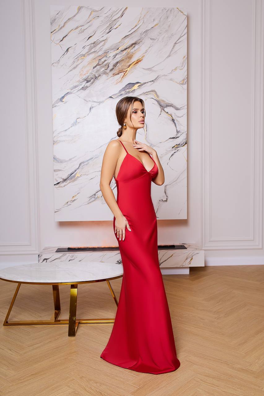Anna Royal Satin Maxi Dress