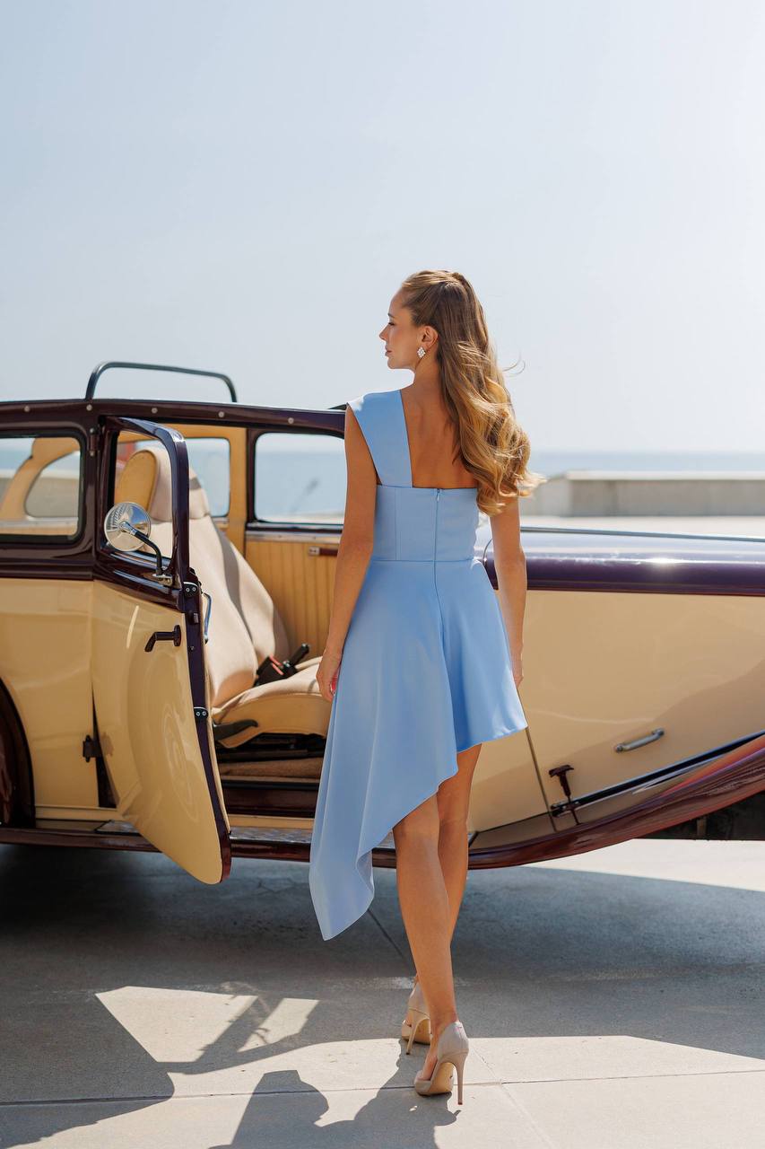 Asymmetric Draped Mini Dress