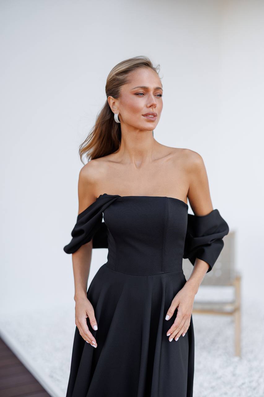 Sculpted Off-Shoulder Midi Dress