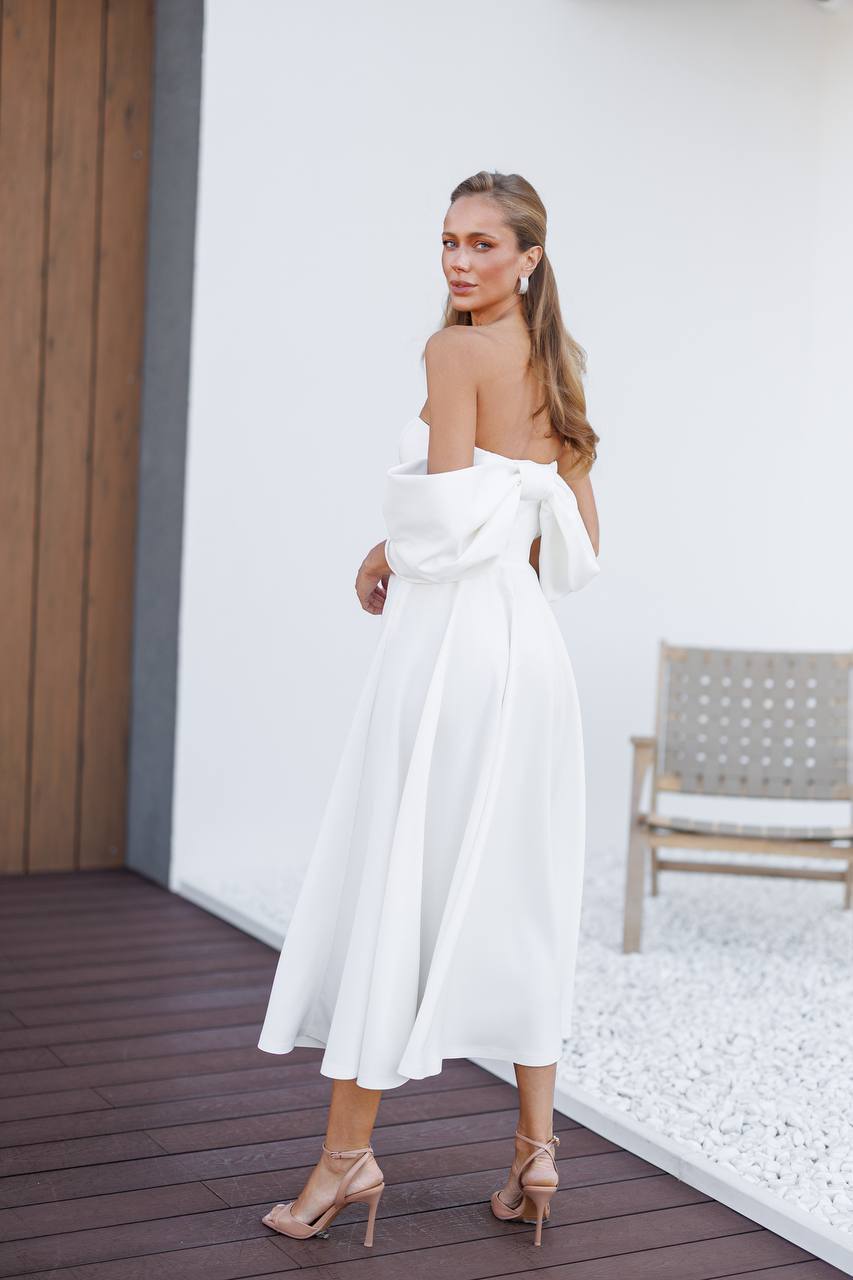 Sculpted Off-Shoulder Midi Dress
