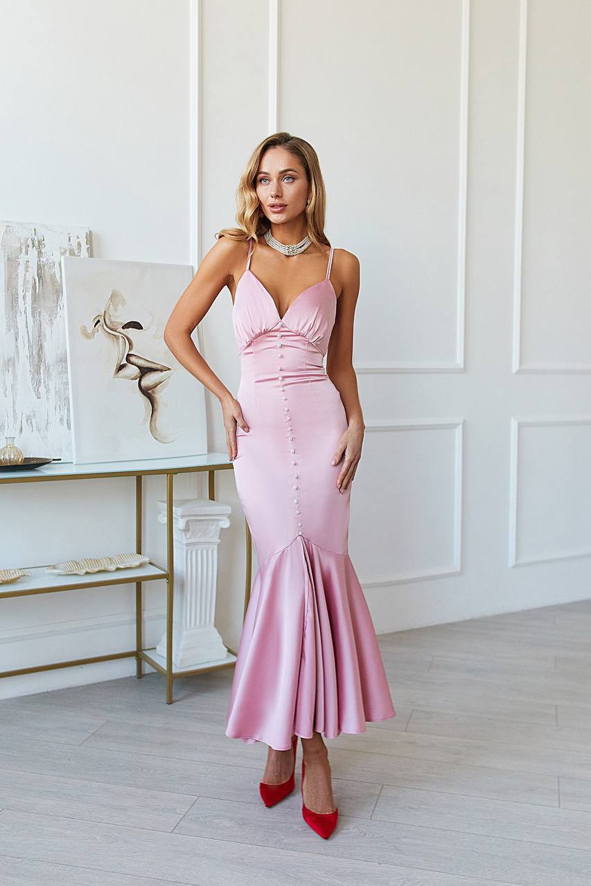 Pearl Satin Slip Midi Dress