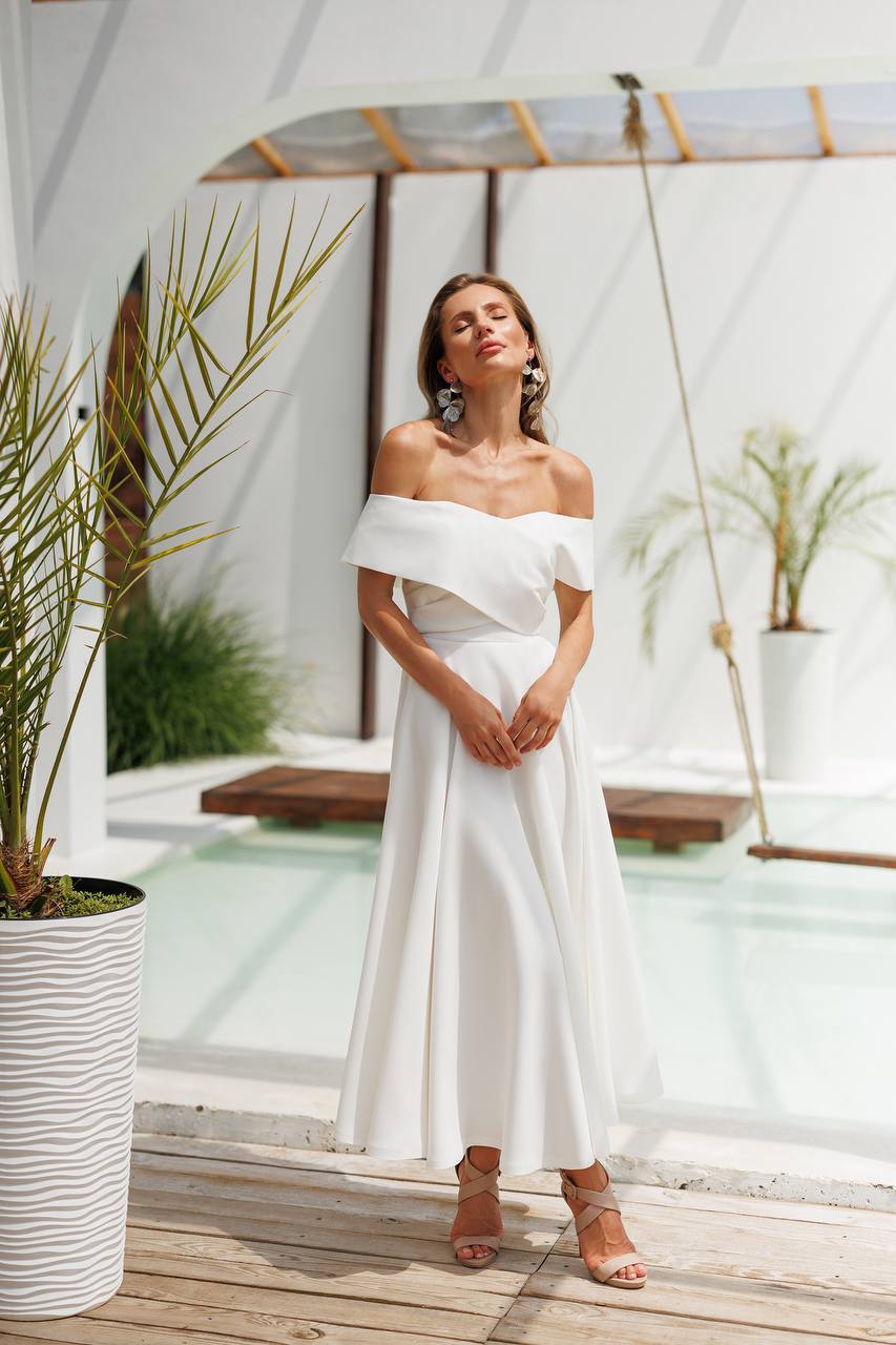 Elara Off-Shoulder Midi Dress