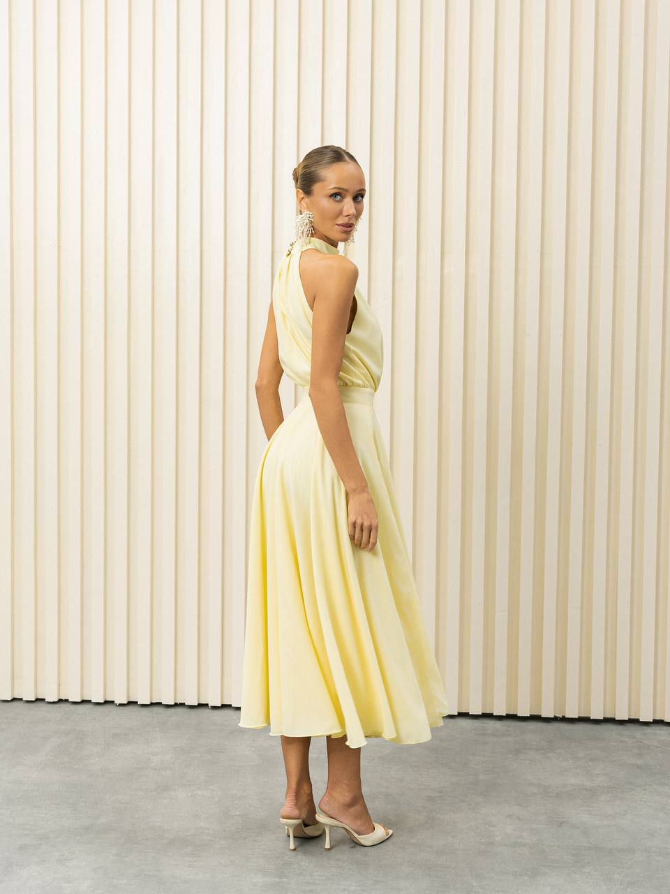 Celeste Chiffon Halter Midi Dress