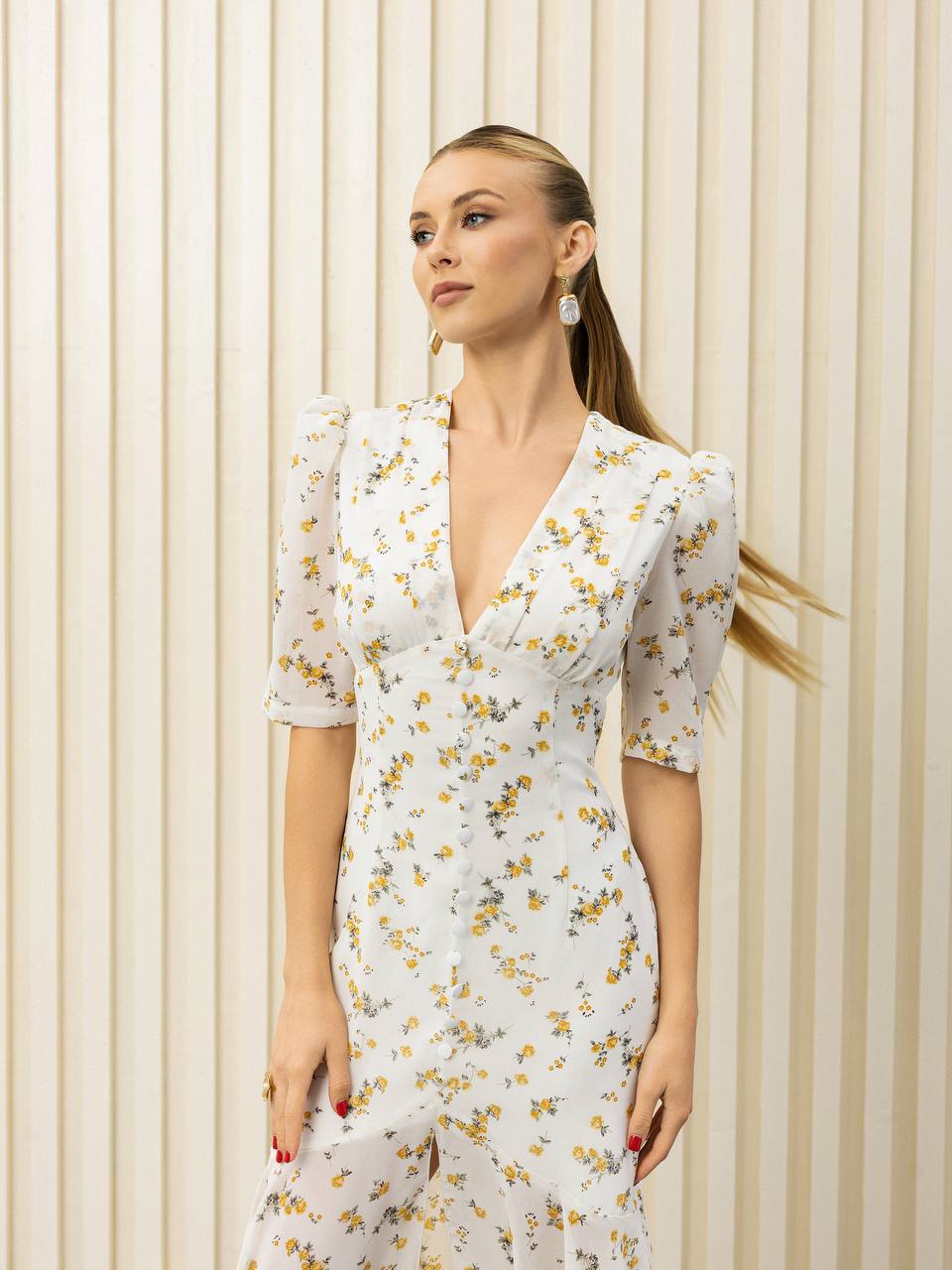 Amélie Floral Chiffon Midi Dress