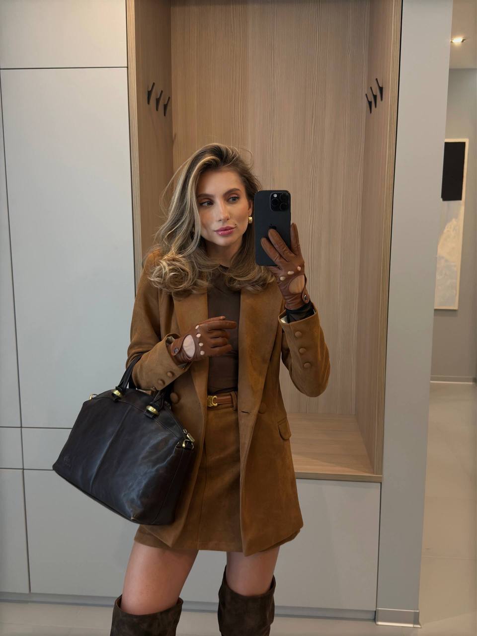 Aurelia Suede Blazer & Mini Skirt Set