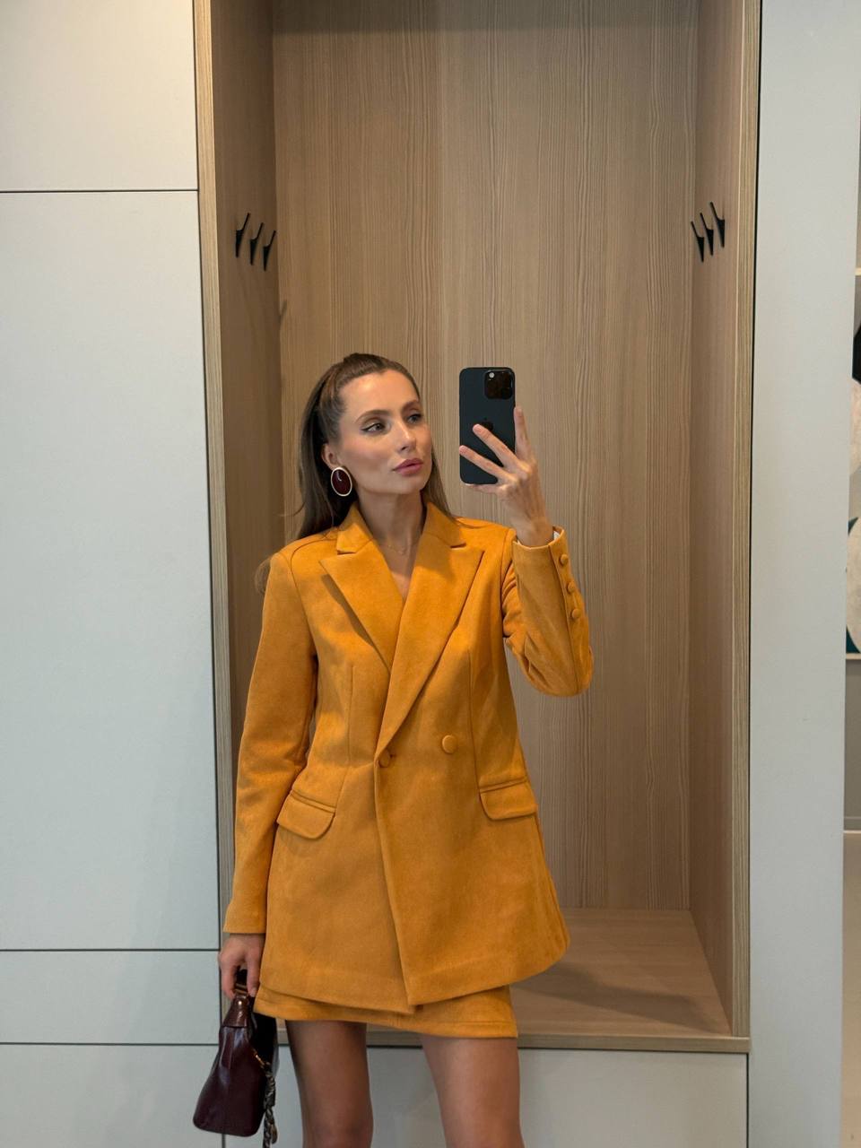 Aurelia Suede Blazer & Mini Skirt Set