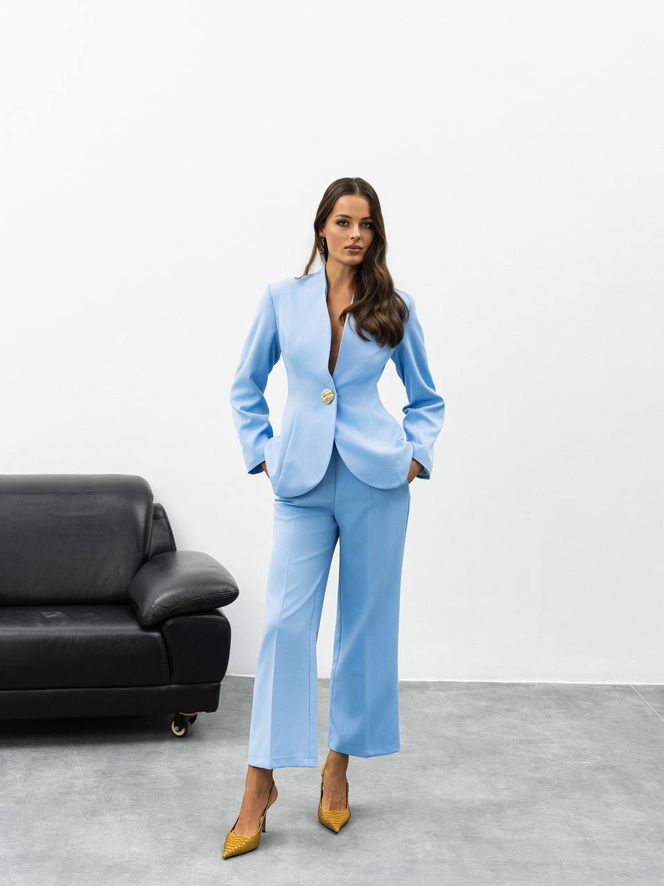 Serena Sculpted Gold Button Suit
