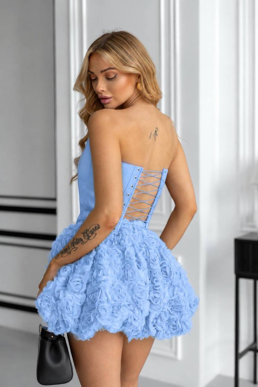 3D Floral Corset Mini Dress