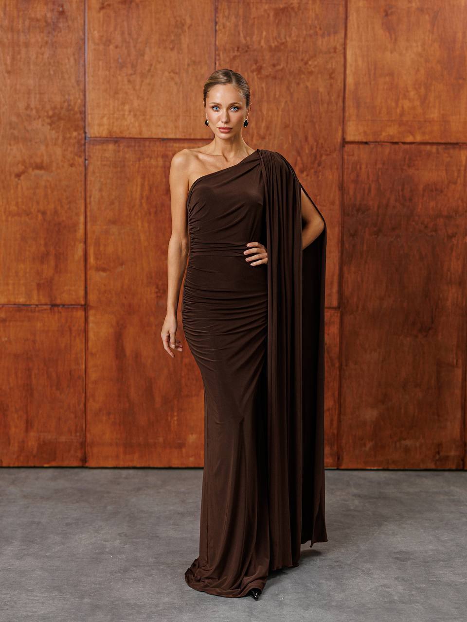 Selene One-Shoulder Draped Maxi Dress