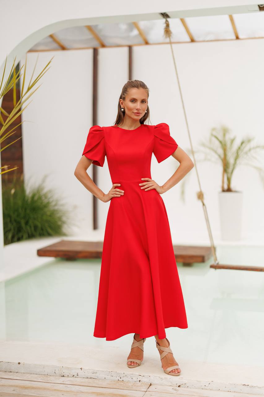 Cristina Tulip Sleeve Midi Dress