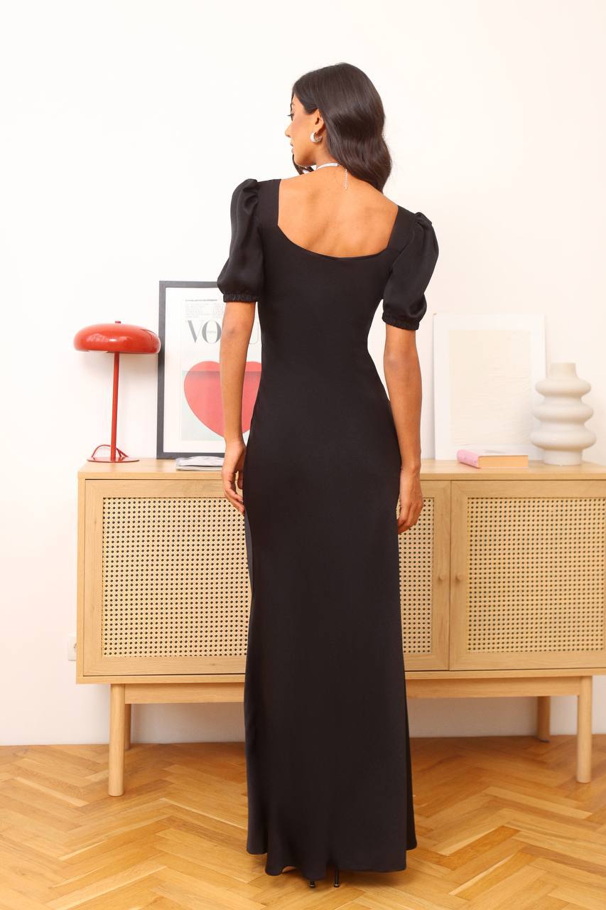 Natali Royal Satin Maxi Dress