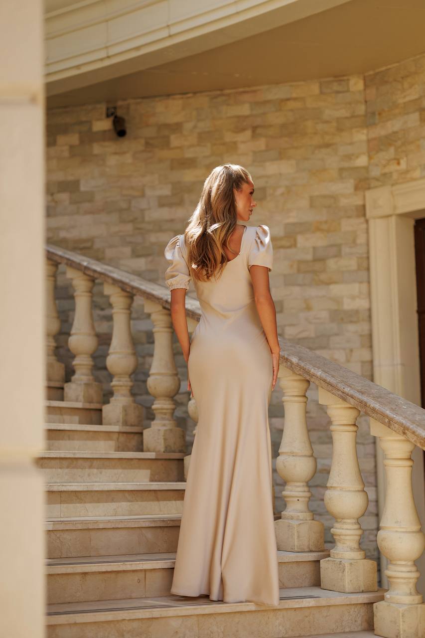 Natali Royal Satin Maxi Dress