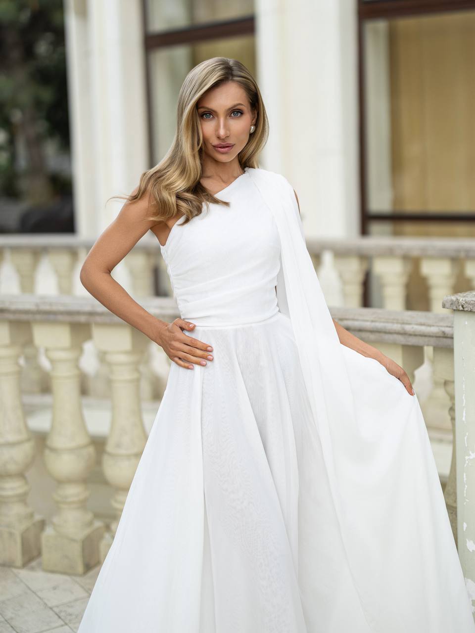 Celestia One-Shoulder Chiffon Maxi Dress