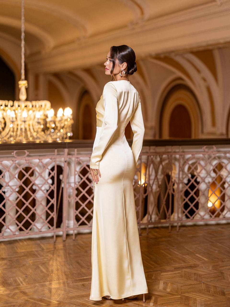 Aurélie Twist Satin Maxi Dress