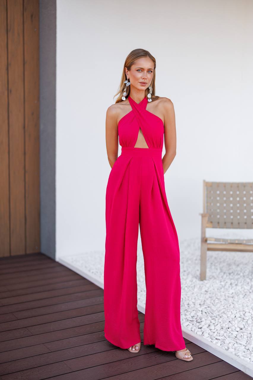 Halter Neck Wide-Leg Jumpsuit