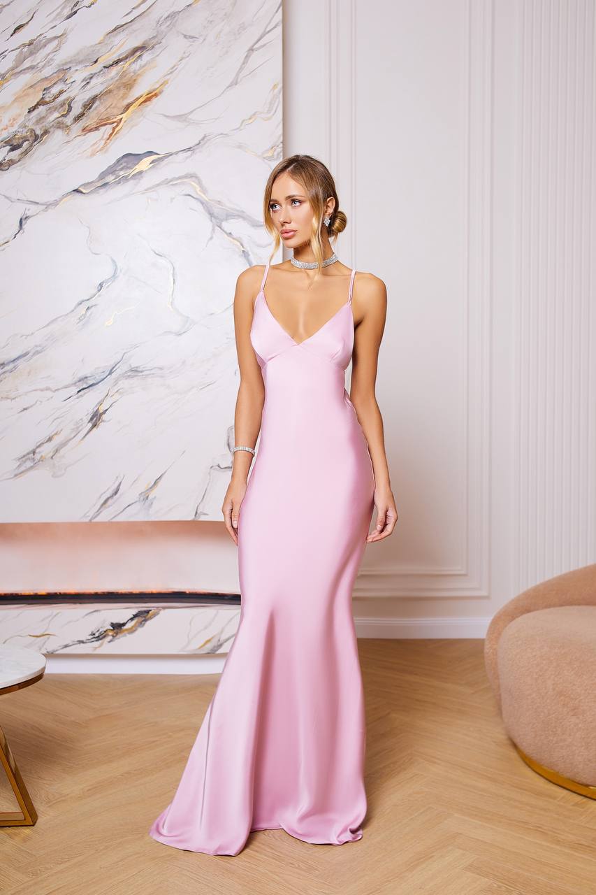 Anna Royal Satin Maxi Dress
