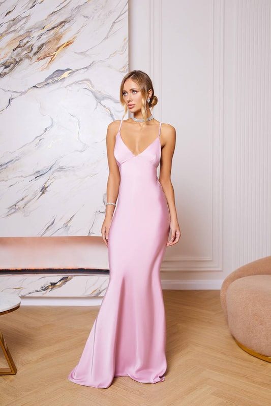 Anna Royal Satin Maxi Dress
