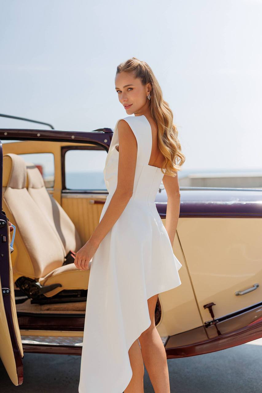 Asymmetric Draped Mini Dress