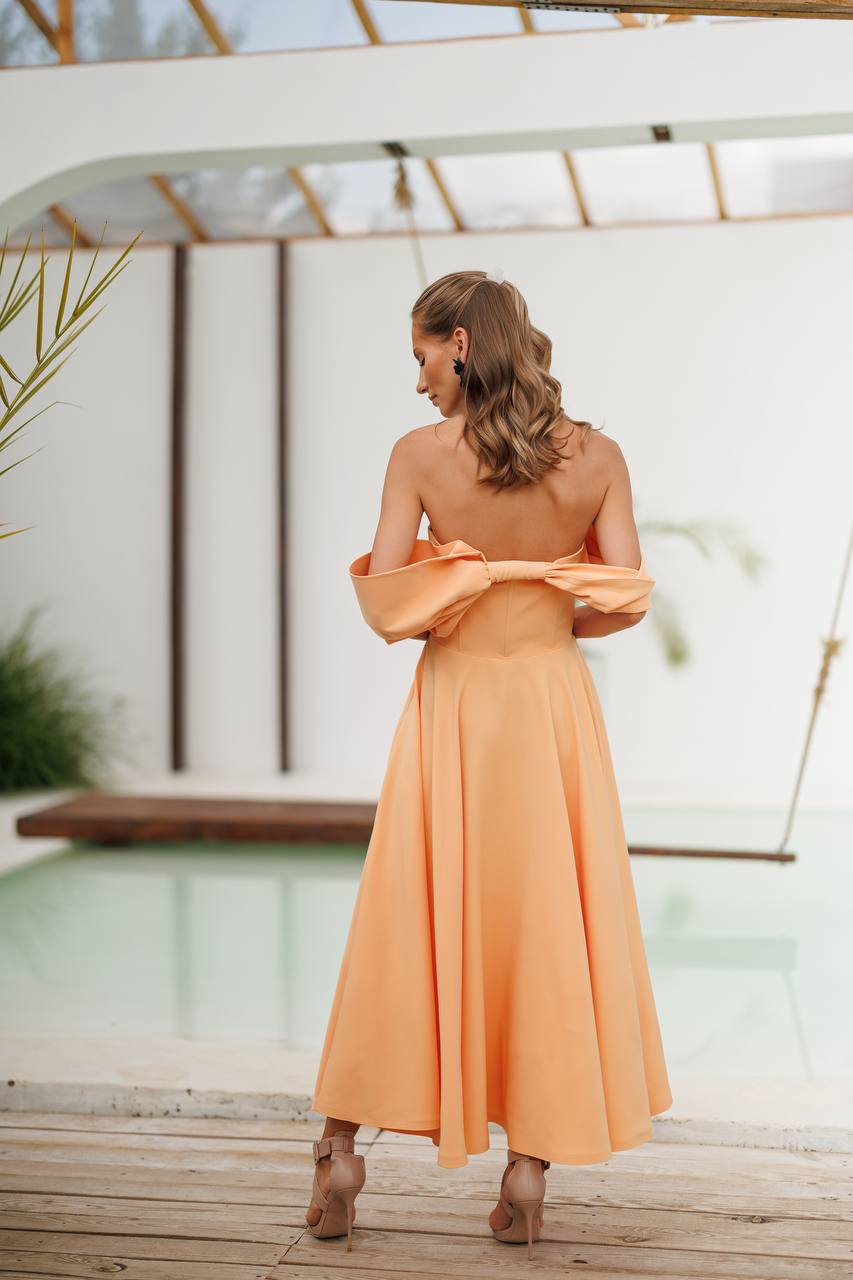 Sculpted Off-Shoulder Midi Dress