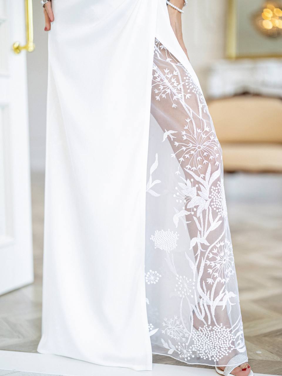 Martin Lace Panel Satin Maxi Dress