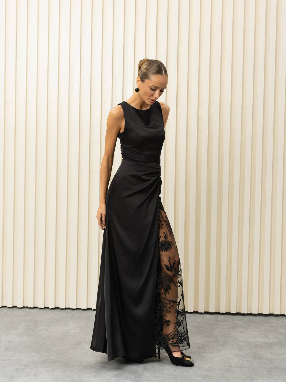 Martin Lace Panel Satin Maxi Dress