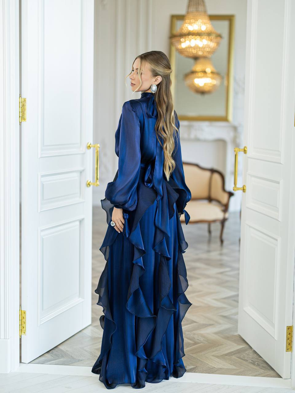 Elara Ruffled Organza Maxi Dress
