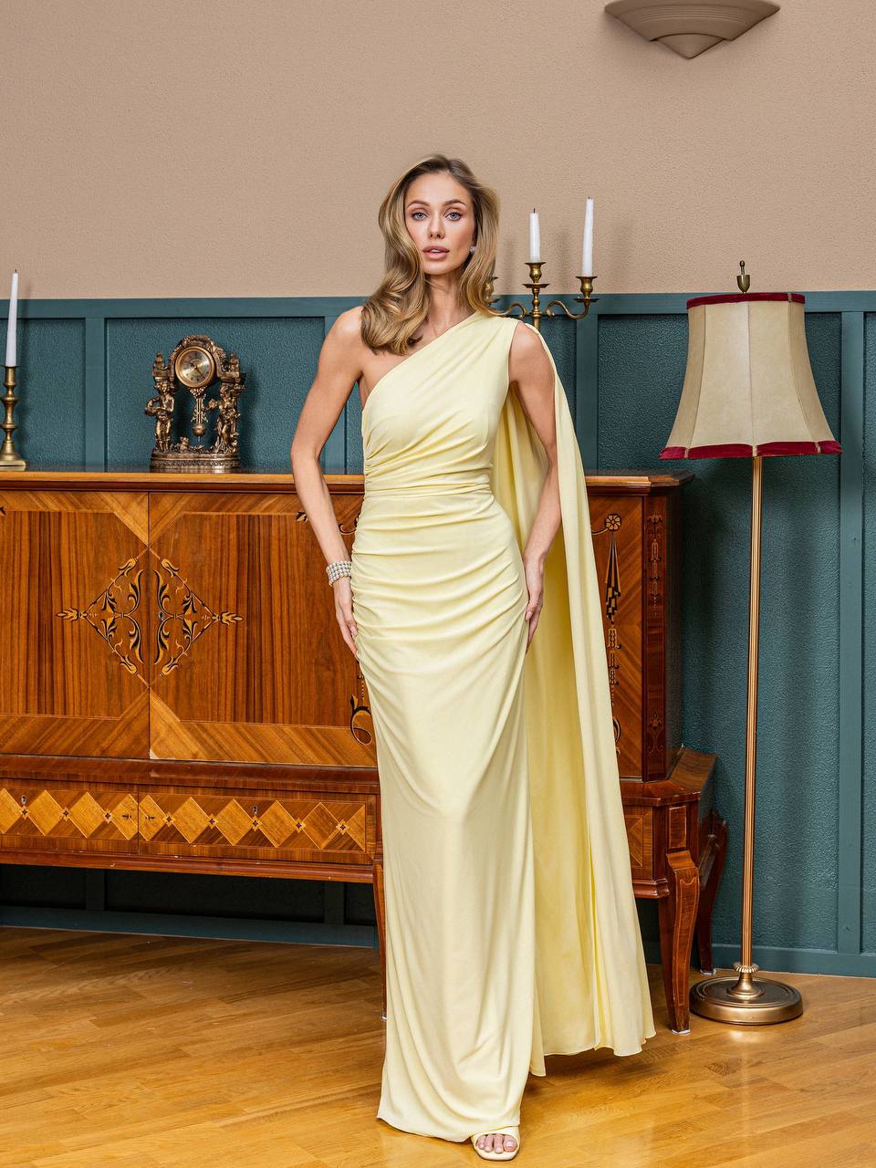 Selene One-Shoulder Draped Maxi Dress