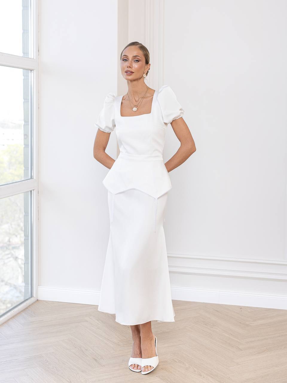 Rosalie Basque Midi Dress