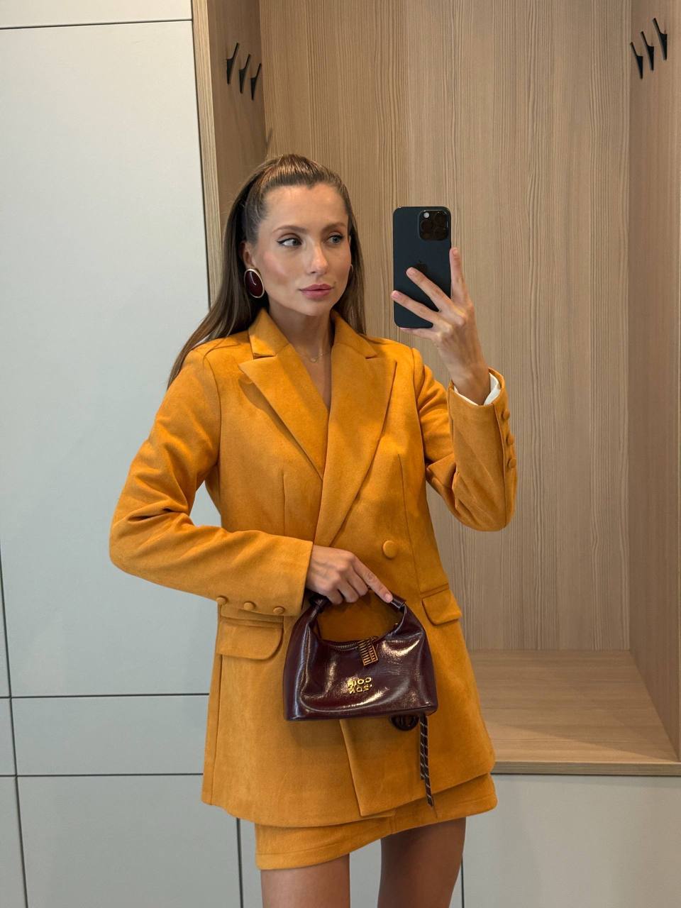 Aurelia Suede Blazer & Mini Skirt Set
