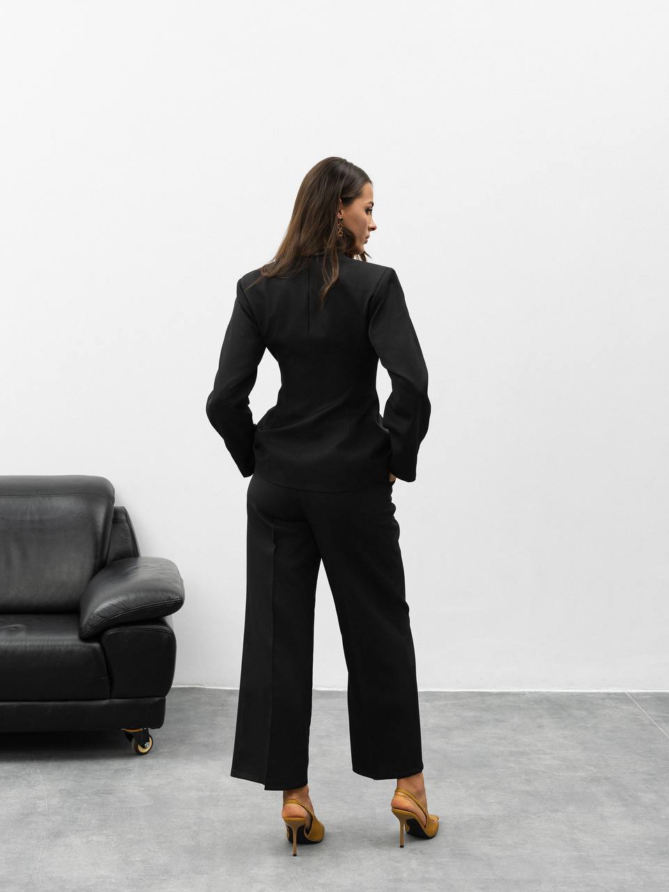 Serena Sculpted Gold Button Suit
