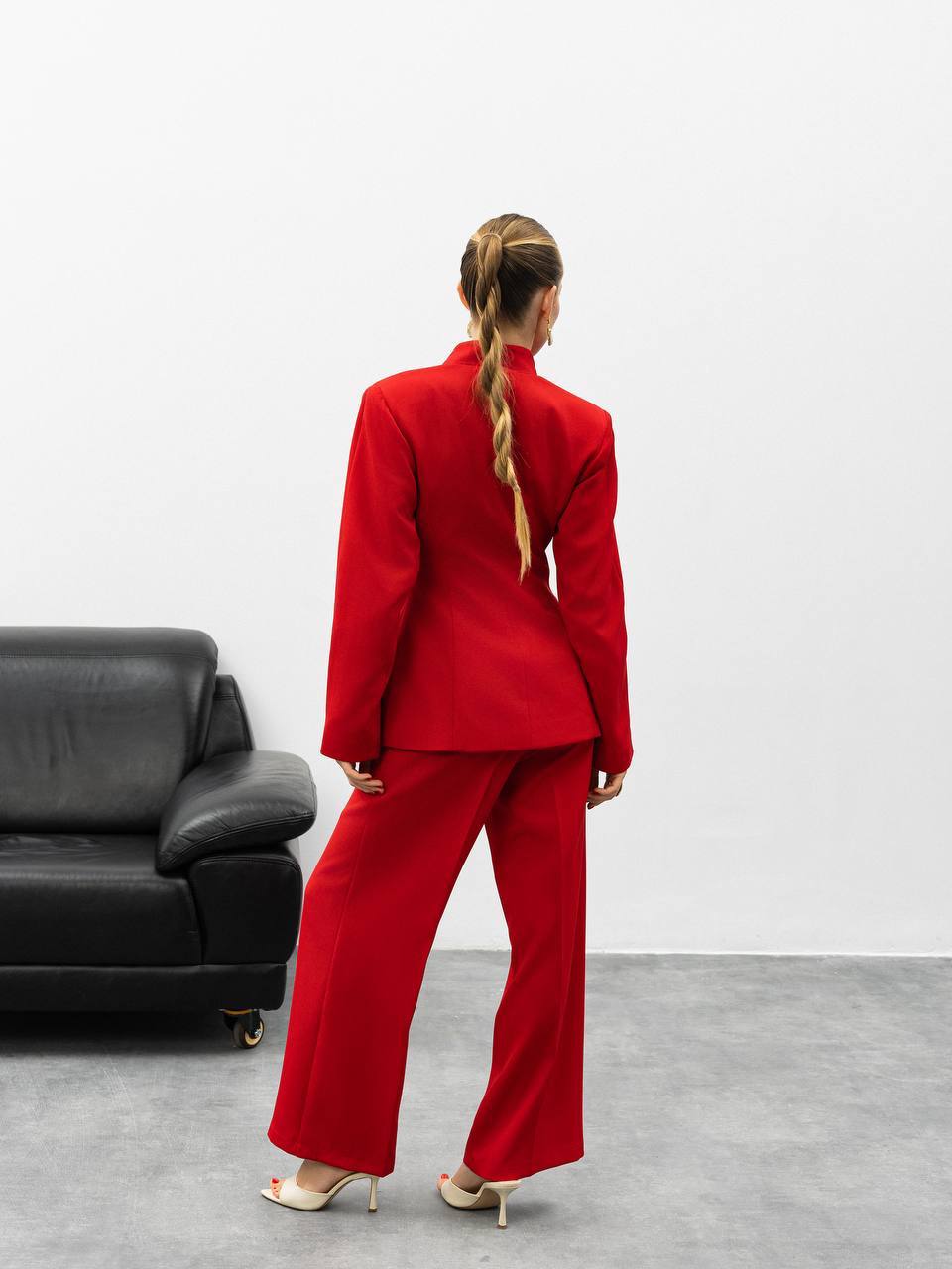 Serena Sculpted Gold Button Suit