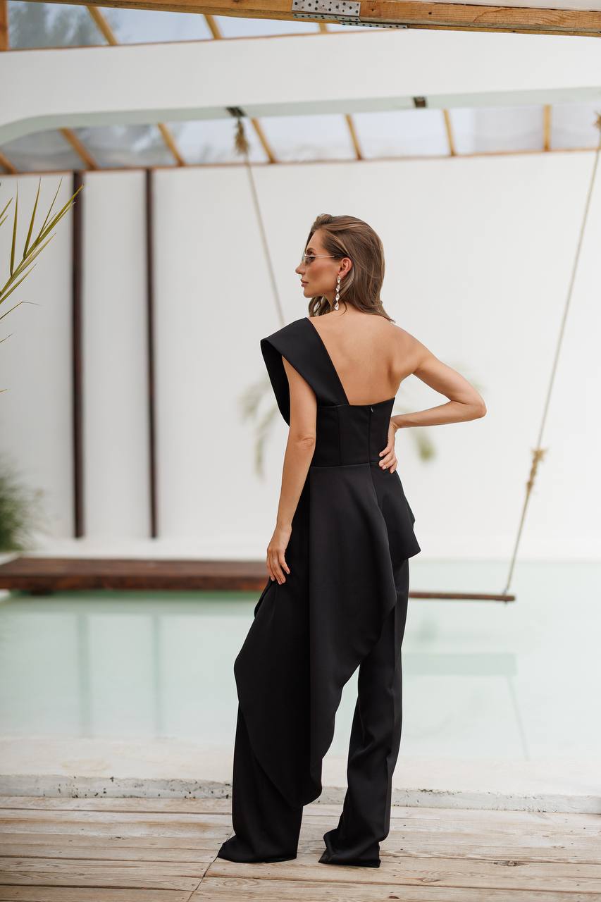 Jasmin One-Shoulder Basque Suit Set