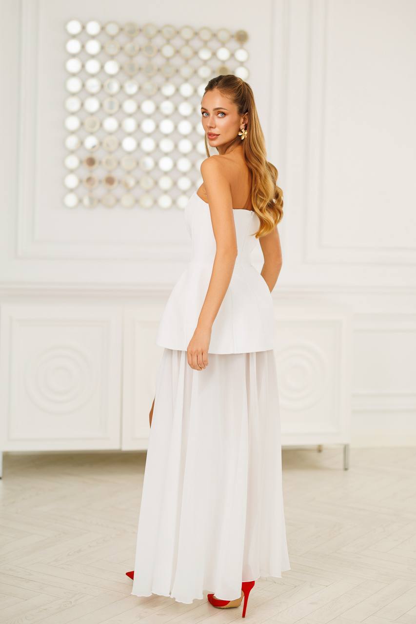 Peplum Chiffon Maxi Dress Set