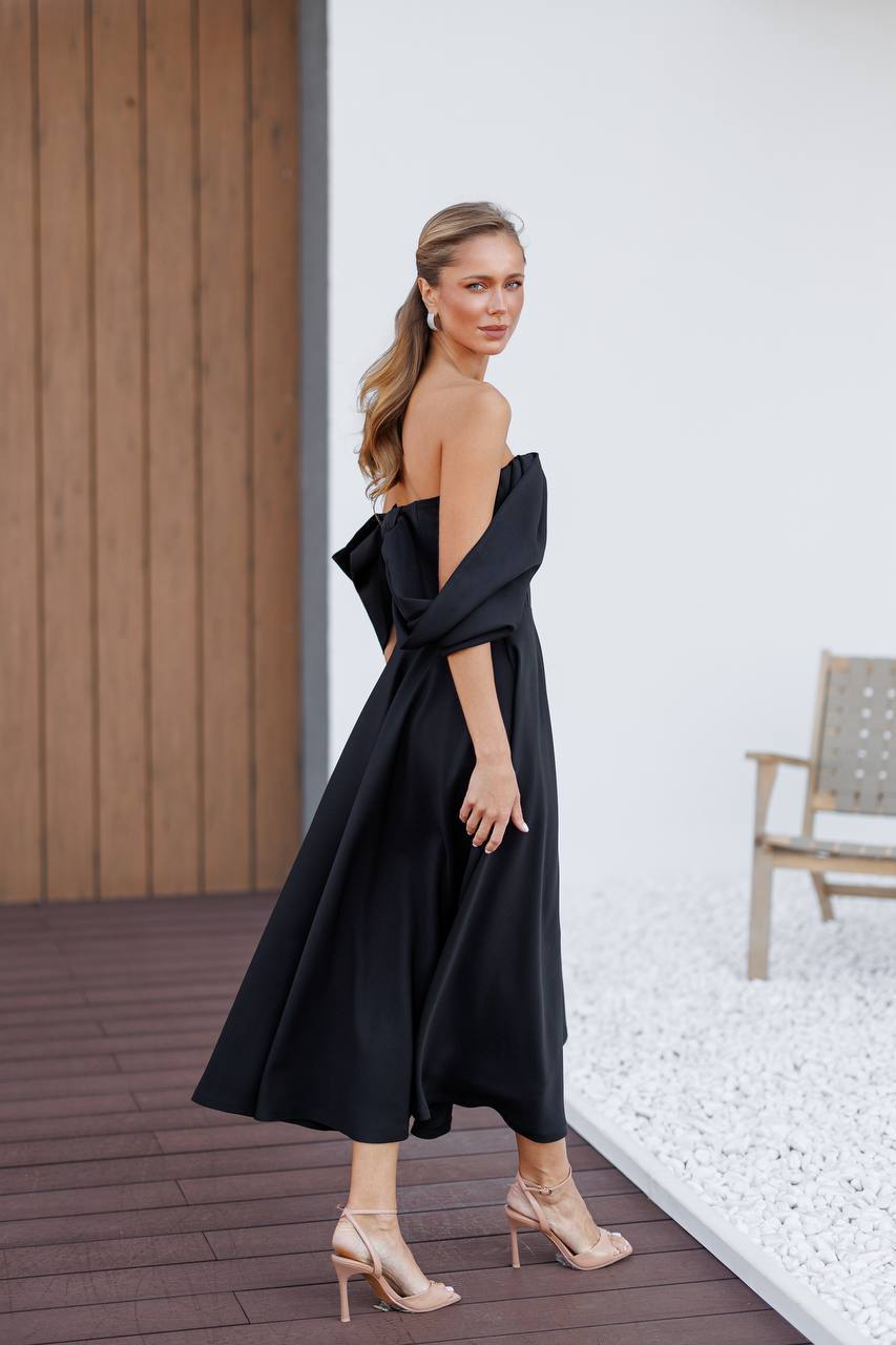 Sculpted Off-Shoulder Midi Dress