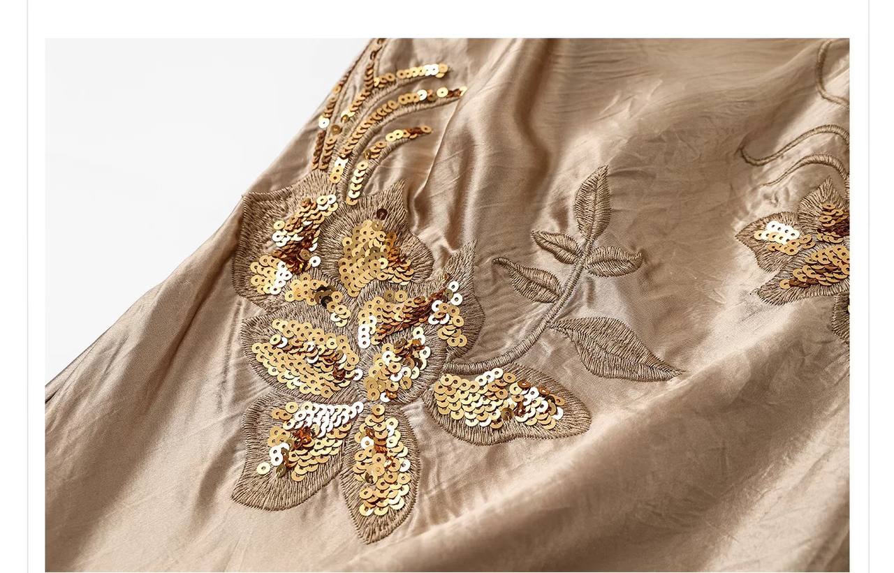 Elara Embellished Satin Maxi Dress