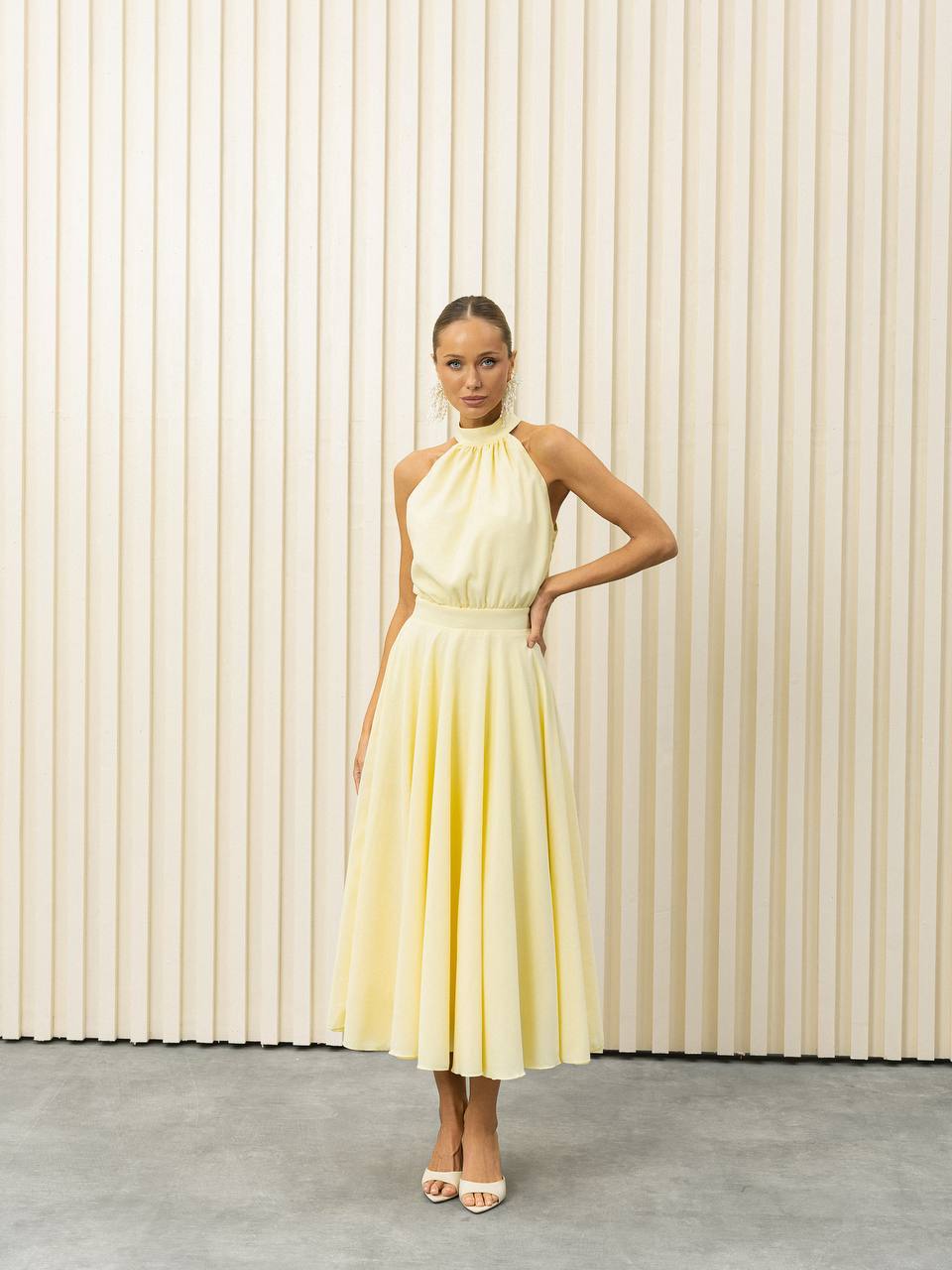 Celeste Chiffon Halter Midi Dress