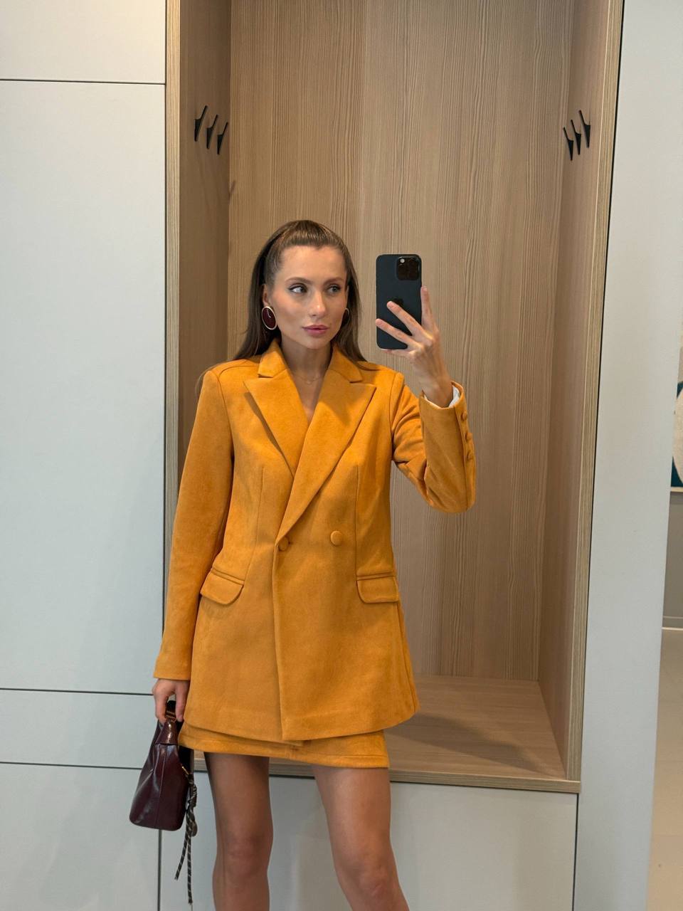 Aurelia Suede Blazer & Mini Skirt Set