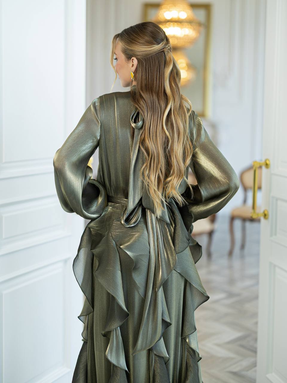 Elara Ruffled Organza Maxi Dress