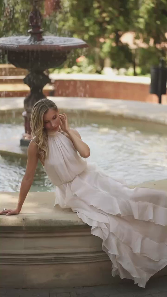 Elysia Ruffle Organza Maxi Dress