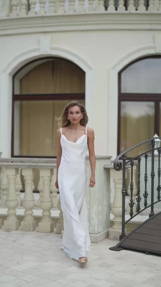 Aurélia Royal Satin Slip Maxi Dress
