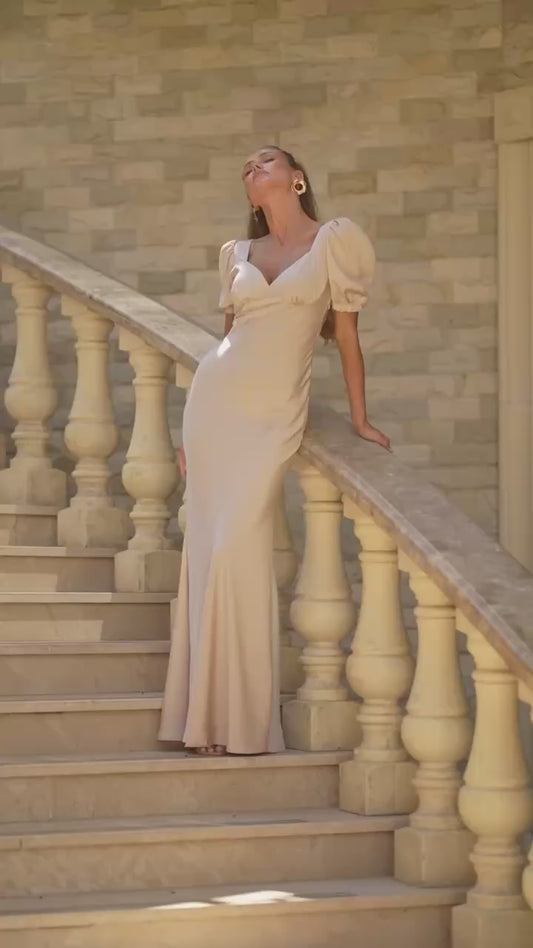 Natali Royal Satin Maxi Dress