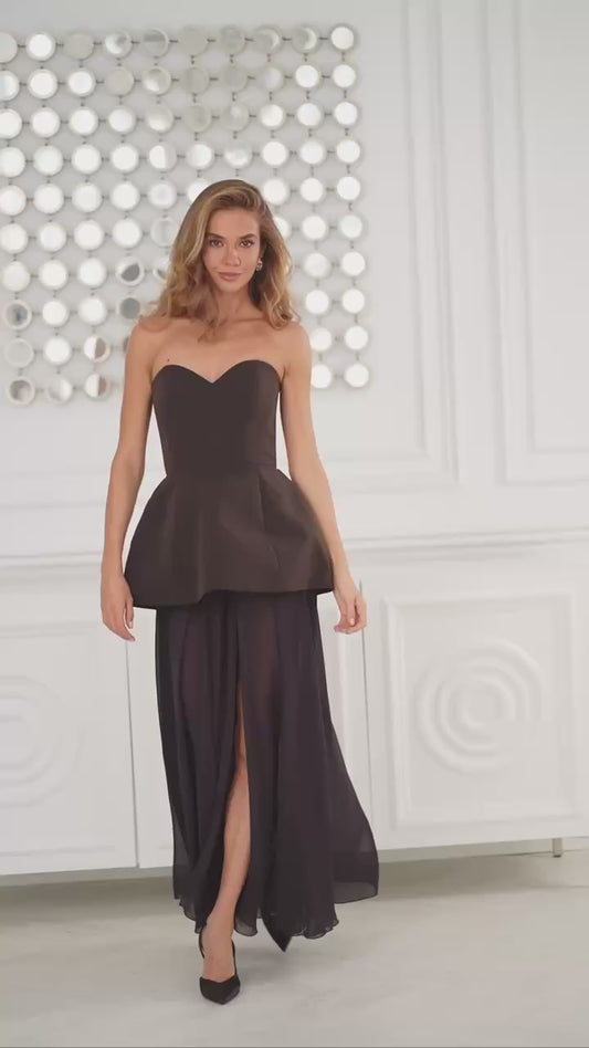 Peplum Chiffon Maxi Dress Set