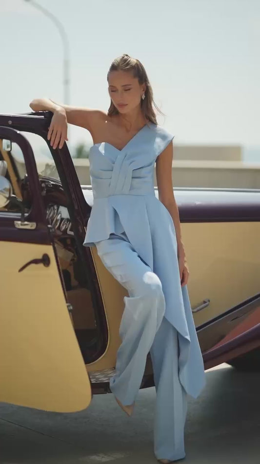 Jasmin One-Shoulder Basque Suit Set